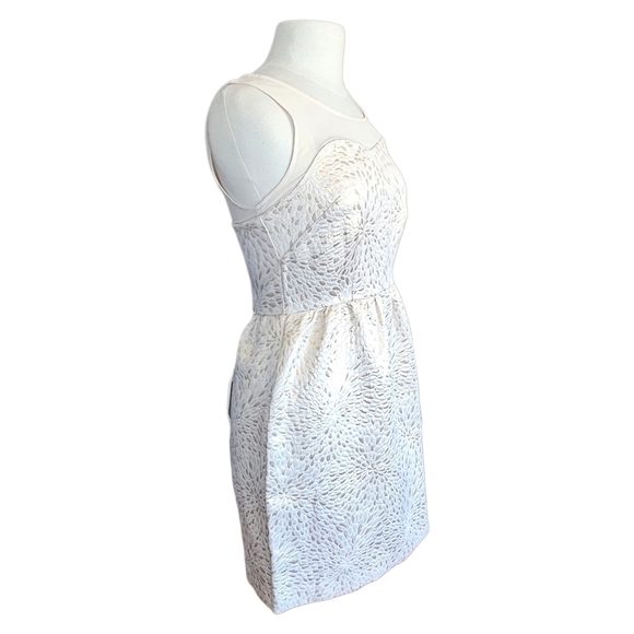 Elle Cream Shimmer Metallic Illusion Top Mini Dress Size 4 - Picture 2 of 11